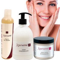 Ausgezeichnetes Anti-Aging-Kit: Regenerierende Gesichtscreme + Gesichtswasser für empfindliche Haut + Make-up-Entferner-Milch